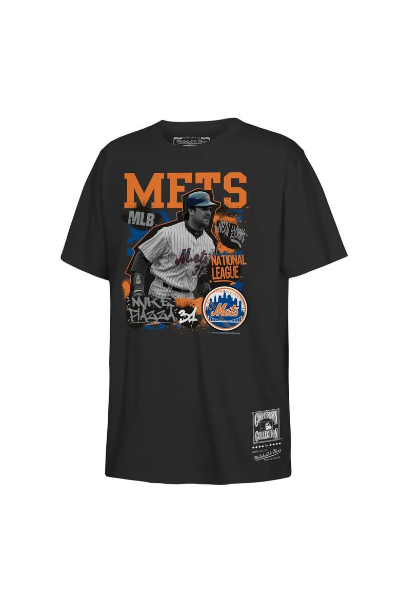 Youth Mitchell & Ness Mike Piazza Black New York Mets Cooperstown Star Moment T-Shirt, Main, color, Black