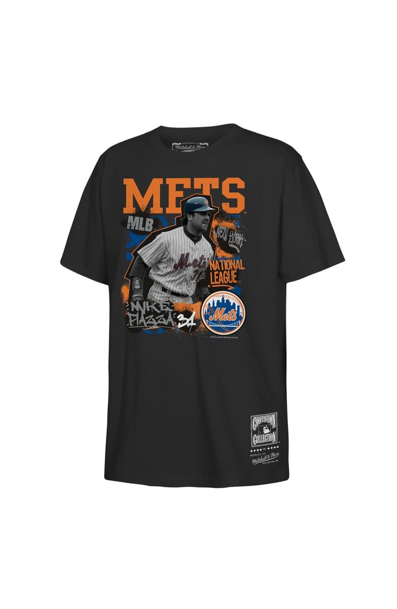 Mitchell & Ness Youth Mitchell & Ness Mike Piazza Black New York Mets Cooperstown Star Moment T-Shirt, Main, color, Black