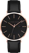 Alfred Sung Metropolitan Leather Strap Watch, 42mm