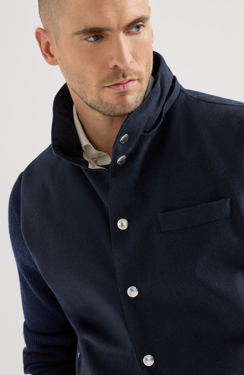Brunello Cucinelli Flannel down vest, Alternate, color, Navy Blue