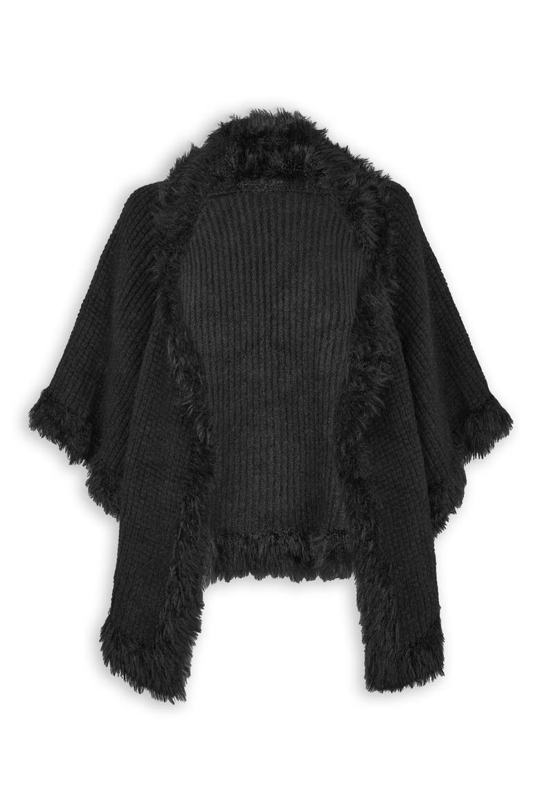 Faux Fur Trim Topper, Main, color, BLACK