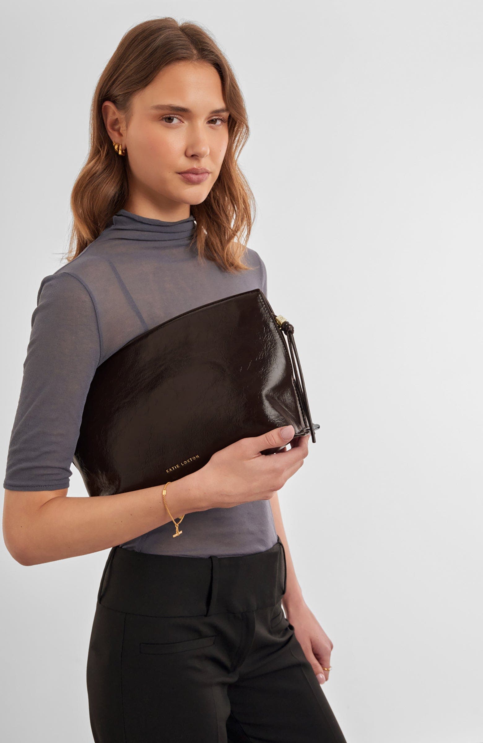Freya Clutch, Alternate, color, Bitter Chocolate