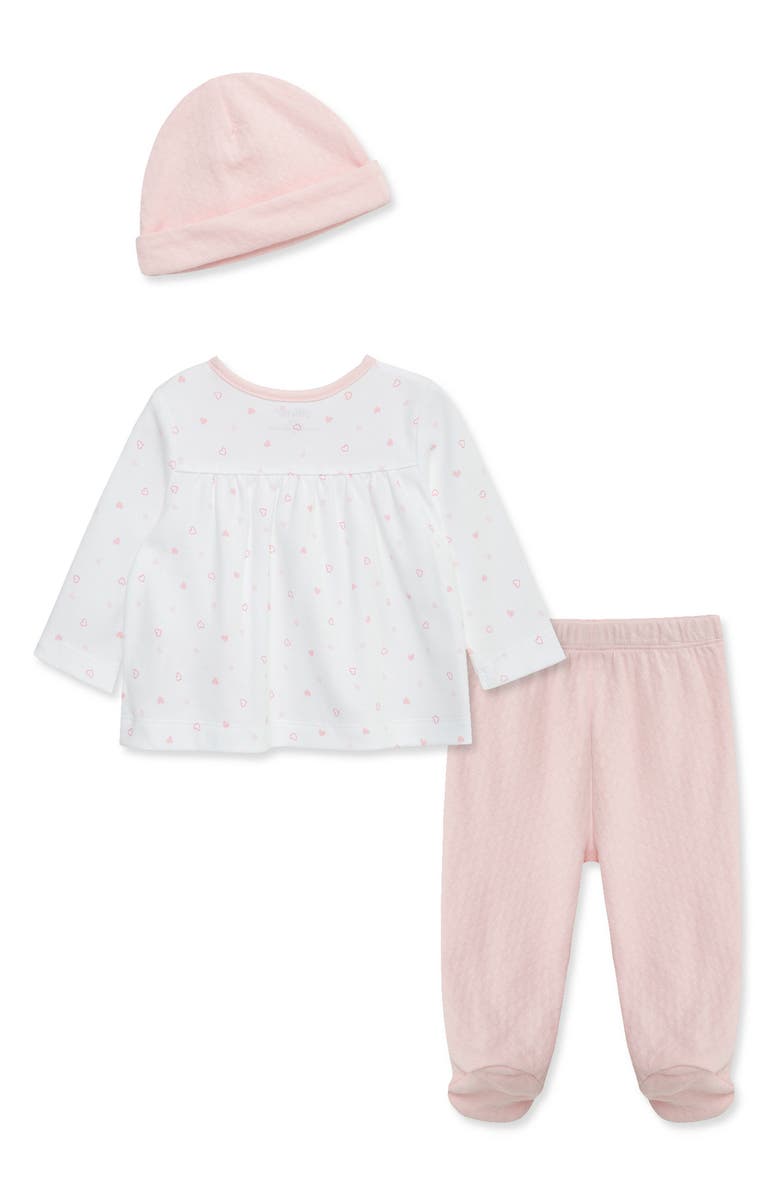 Little Me Joyful Cardigan, Diamond Quilt Pants & Cap Set, Alternate, color, 
