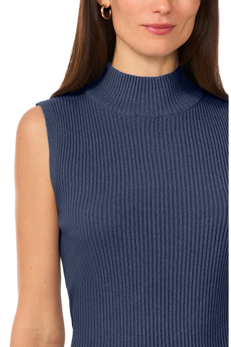 Sleeveless Mock Neck Rib Sweater, Alternate, color, NAVY HEATHER