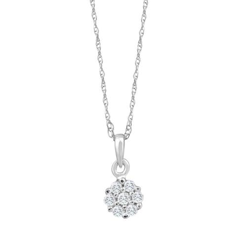 Small Pave Real Diamond Pendant 10k Gold 18" Women's Necklace