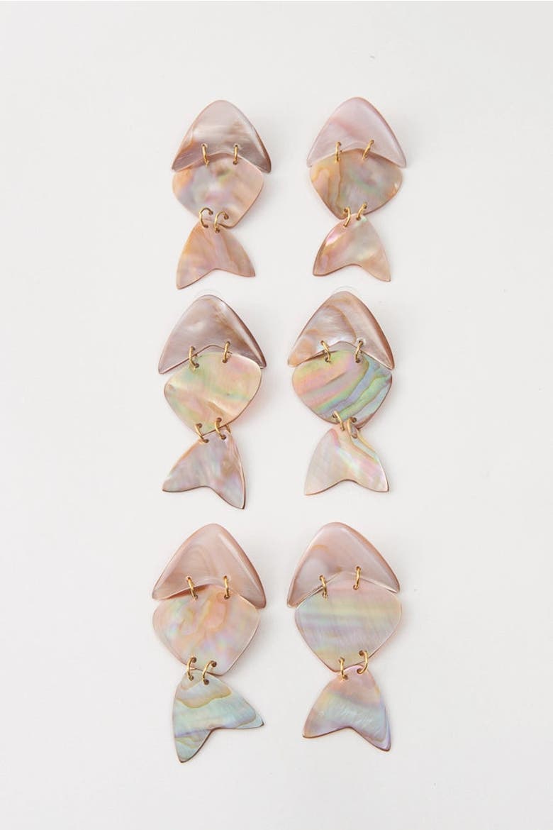 Shellfish Earrings, Alternate, color, Natural