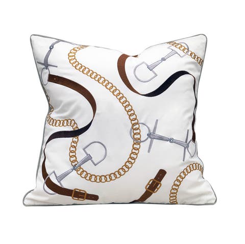 Bits & Leather White Indoor/ Indoor/Outdoor Accent Throw Pillow Decor