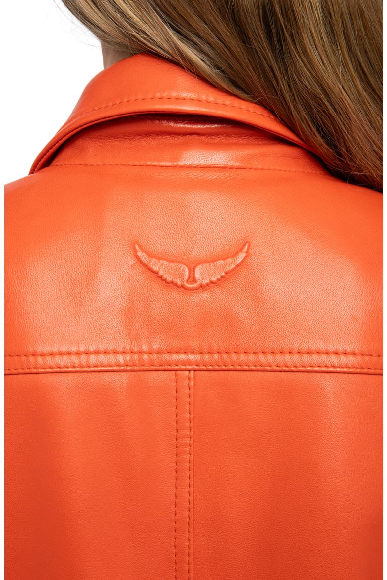 Liam Leather Jacket, Alternate, color, TANGERINE