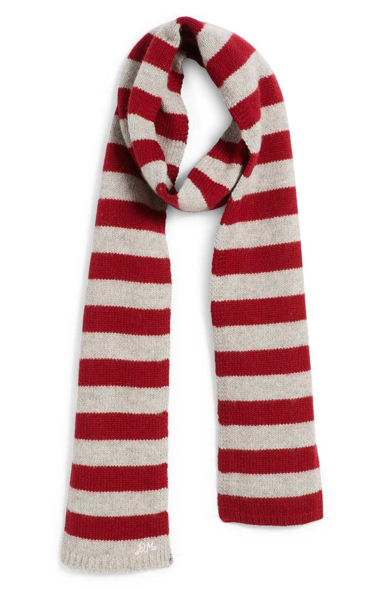 Damson Madder Stripe Skinny Wool Scarf, Alternate, color, Red Multi