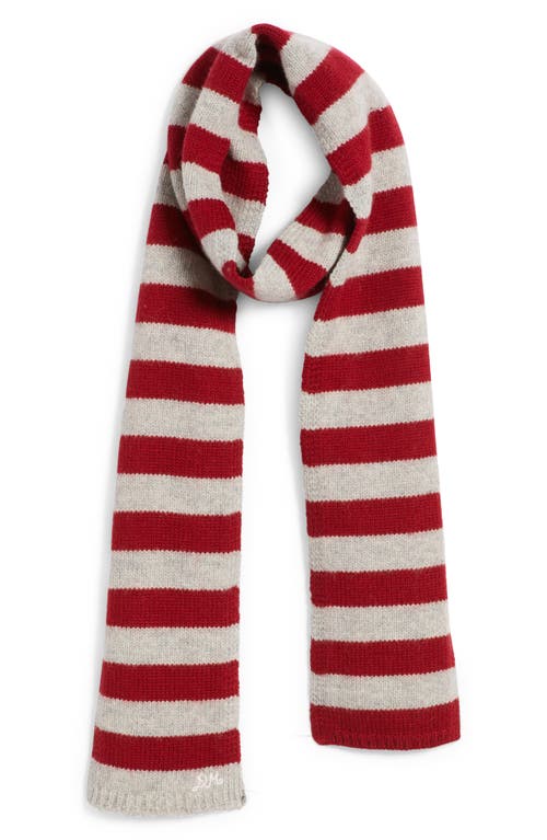 Damson Madder Stripe Skinny Wool Scarf In Red