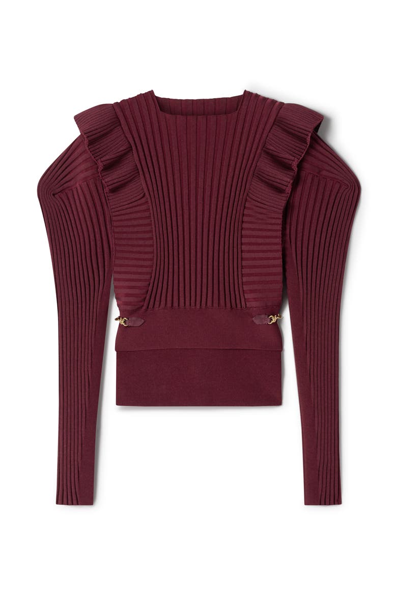 Viscose Bib Sweater, Alternate, color, Red