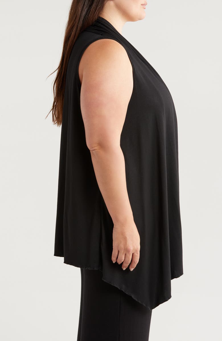 24seven Comfort Apparel Open Front Sidetail Stretch Vest, Alternate, color, Black