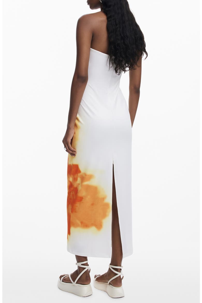 Abstract Placed Floral Strapless Maxi Dress, Alternate, color, LIGHT BEIGE