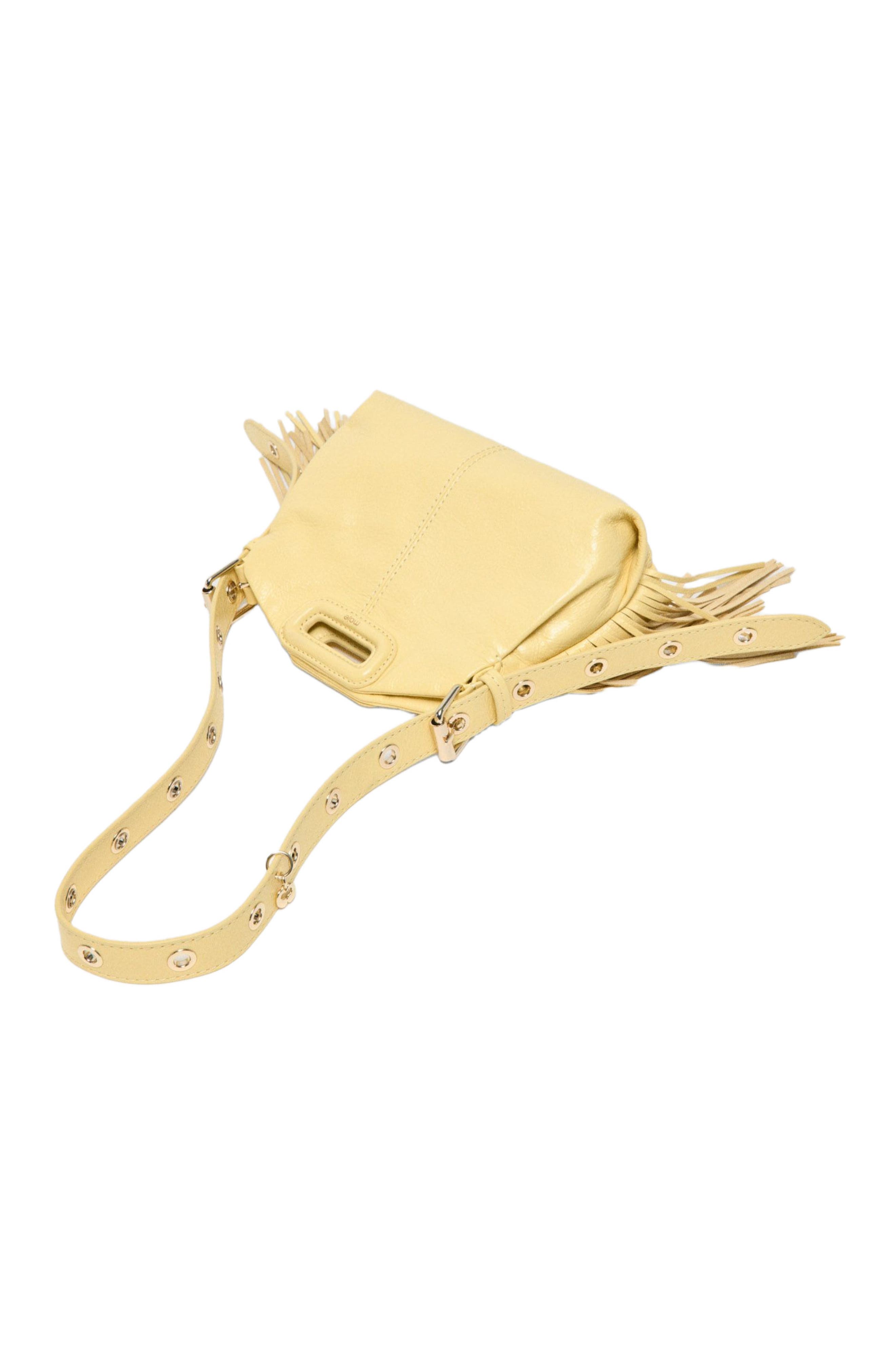 maje Matte crackle Miss M mini bag, Alternate, color, Pale Yellow