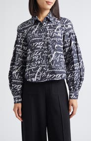 Cinq à Sept Marceline Love Journal Print Long Sleeve Button-Up Shirt