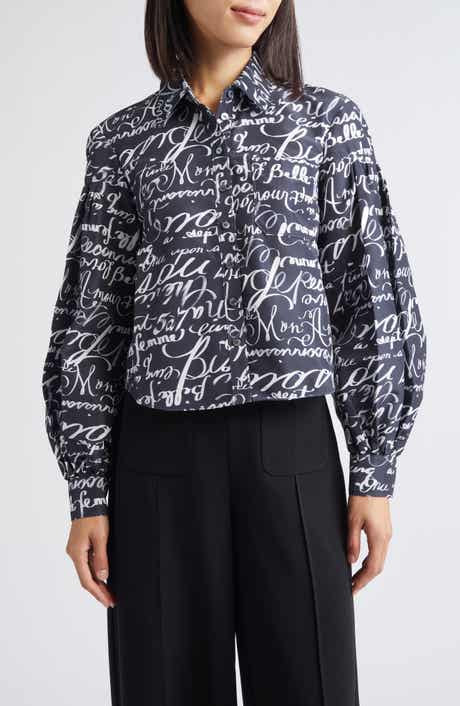 Cinq à Sept Marceline Love Journal Print Long Sleeve Button-Up Shirt