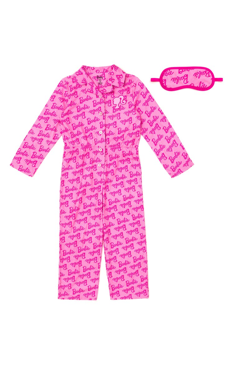 Fleece One Piece Pajama and Sleep Mask Set, Main, color, Classic Pink