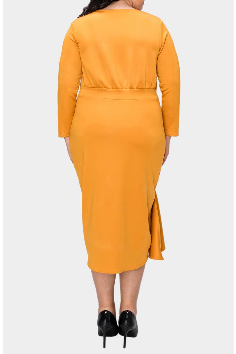 Alexandra Ruffle Bracelet Sleeve Body-Con Dress, Alternate, color, MUSTARD
