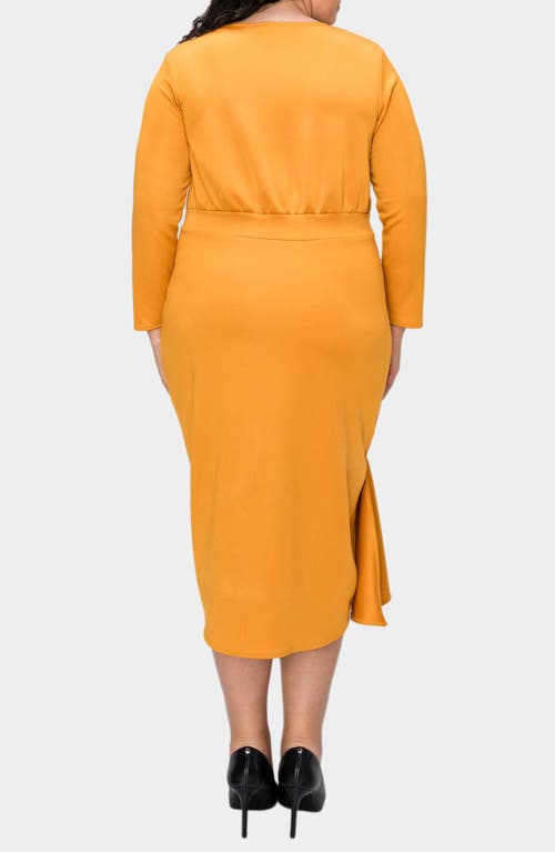L I V D Alexandra Ruffle Bracelet Sleeve Body-con Dress In Mustard