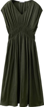 MANGO Gathered Waist Midi Dress