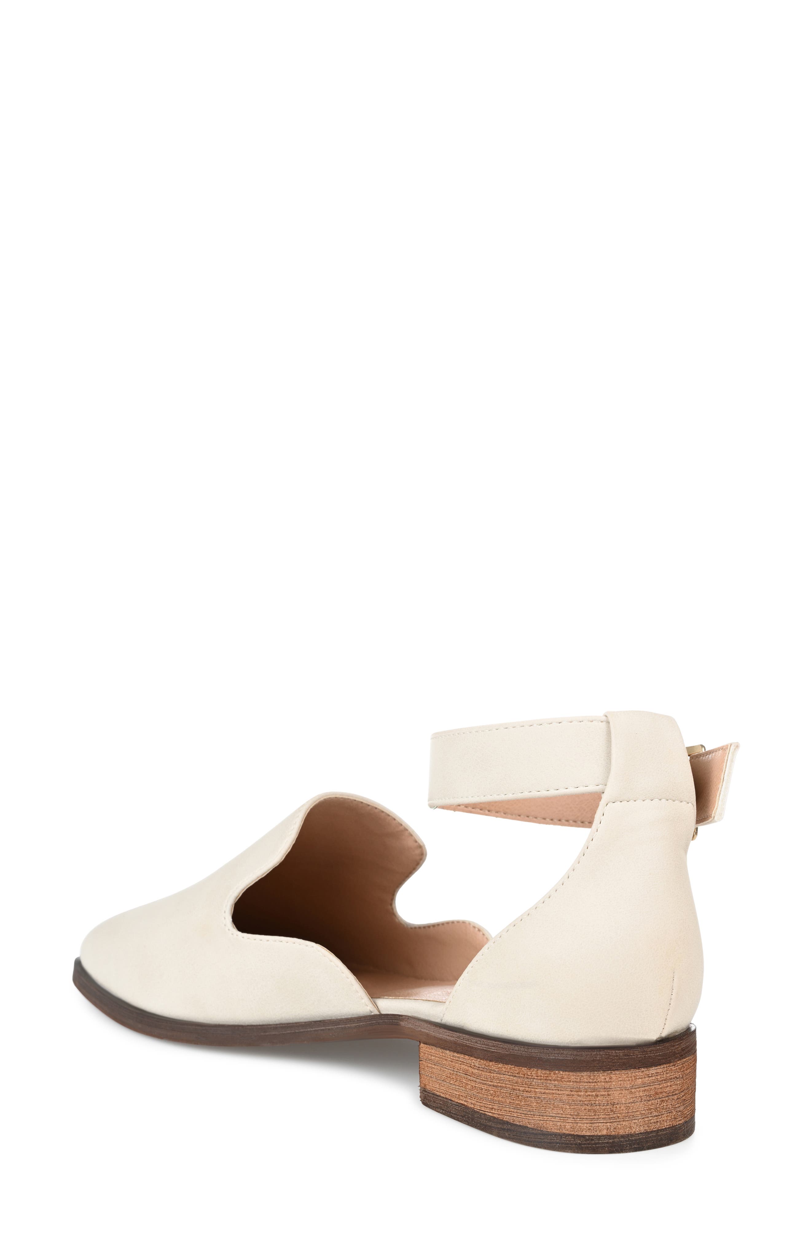 Journee Collection JOURNEE Loreta Ankle Buckle Flat, Alternate, color, Ivory