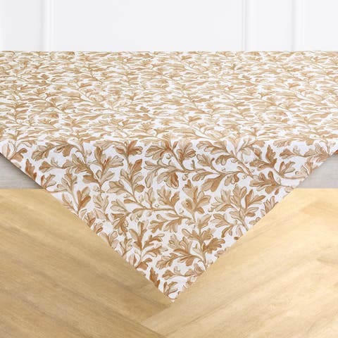 Linen Table Throw - Fallen Leaves, 52" x 52" Inch