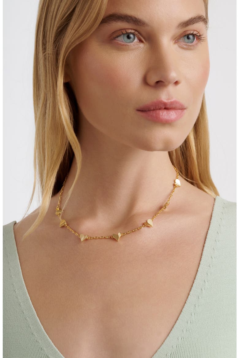 Helena Flutter Heart Station Necklace, Alternate, color, METALLIC GOLD
