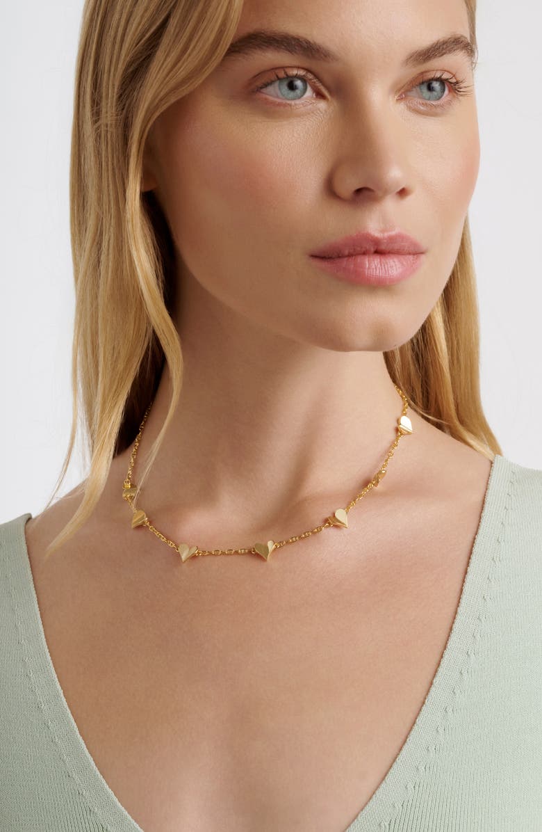 Ted Baker Helena Flutter Heart Station Necklace, Alternate, color, Metallic Gold