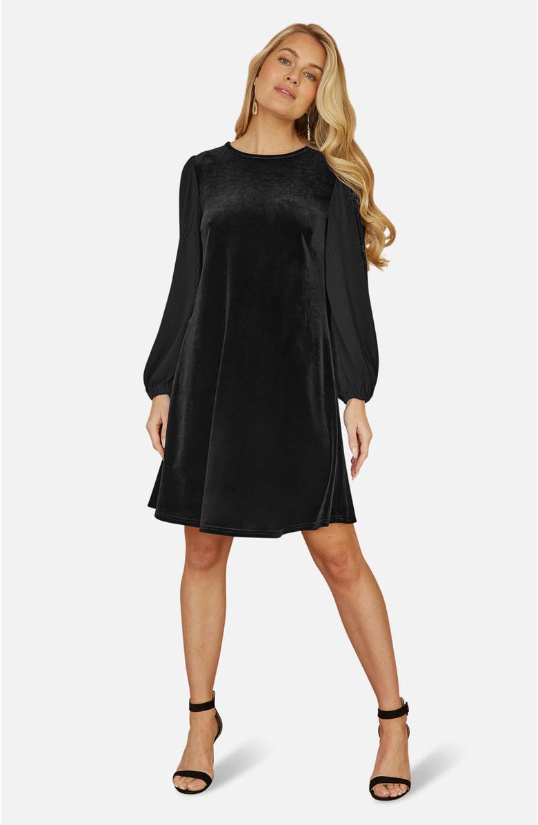 Yumi Velvet Tunic Dress, Main, color, Black