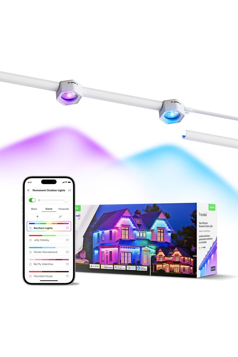 Matter Smart Multicolor Permanent Outdoor Lights Smarter Kit with Cable Covers 49ft, Main, color, Multicolor