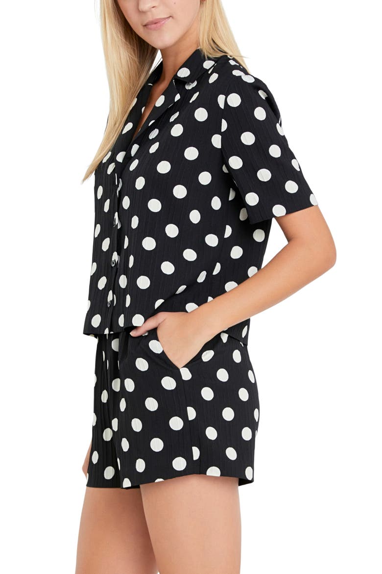 Textured Dot Camp Shirt, Alternate, color, BLACK/ IVORY