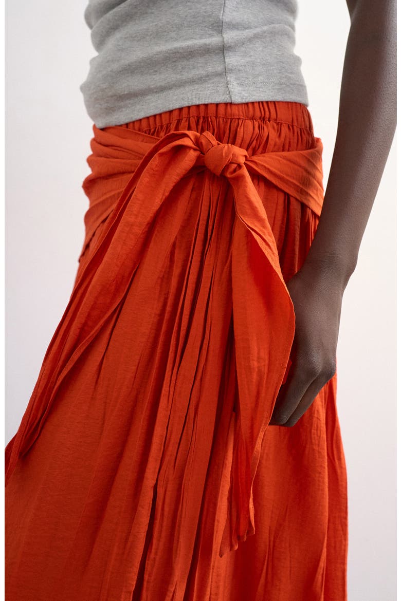 Sash Tie Crinkle Maxi Skirt, Alternate, color, ORANGE