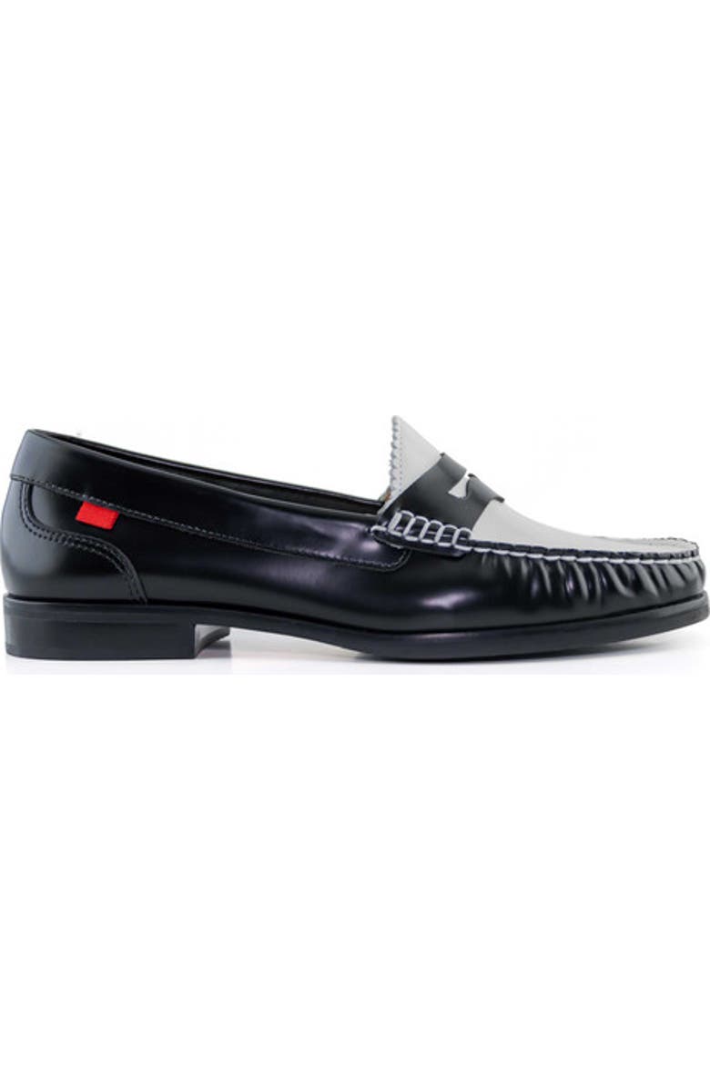Marc Joseph New York East Village 2.0 Leather Penny Loafer, Alternate, color, Black & White Polished Napa