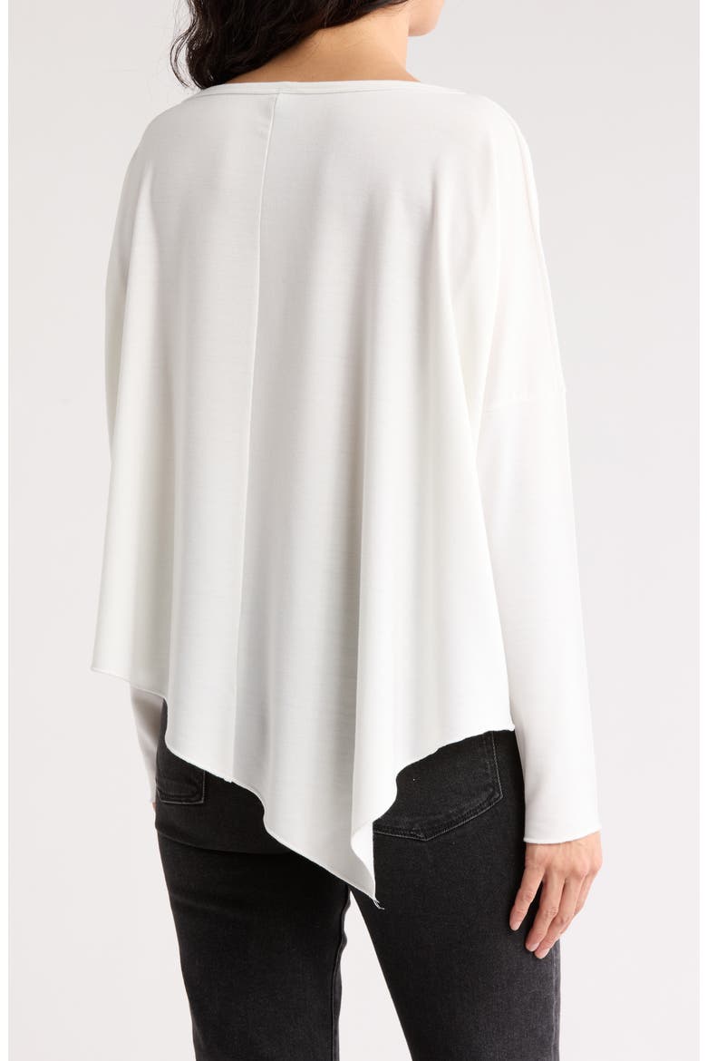 Asymmetric Dolman Sleeve Sweater, Alternate, color, IVORY BLACK SUNFLOWER PRINT