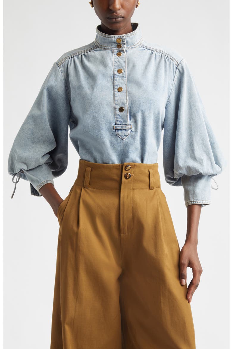 Kindred Spirit Denim Pullover Top, Main, color, SEA FOAM