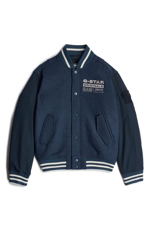 G-star Varsity Recycled Wool Blend Jacket In Rank Blue