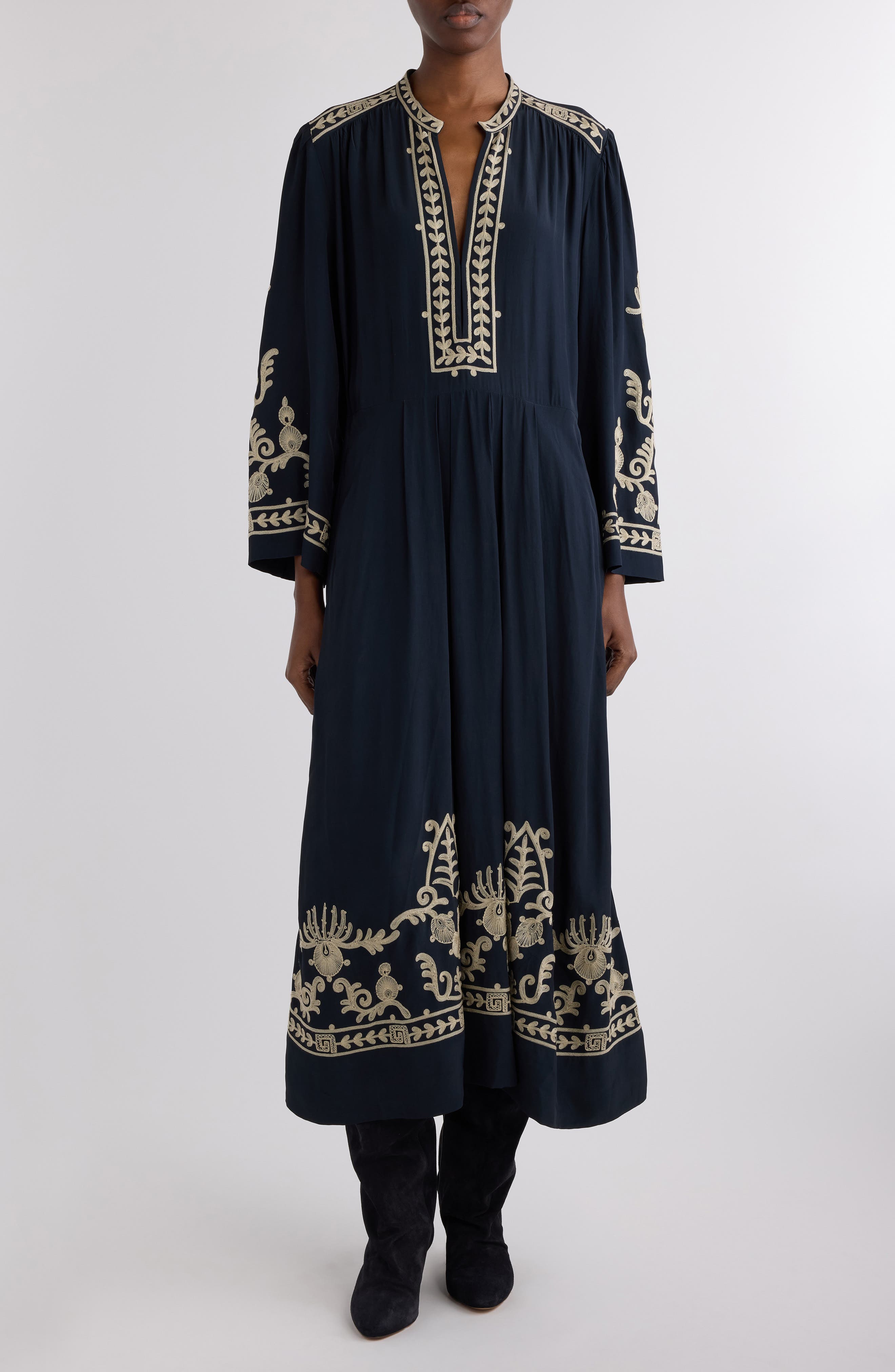 Isabel Marant Étoile Feliana Embroidered Long Sleeve Maxi Dress