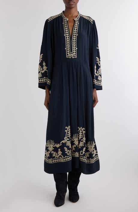 Isabel Marant Étoile Feliana Embroidered Long Sleeve Maxi Dress