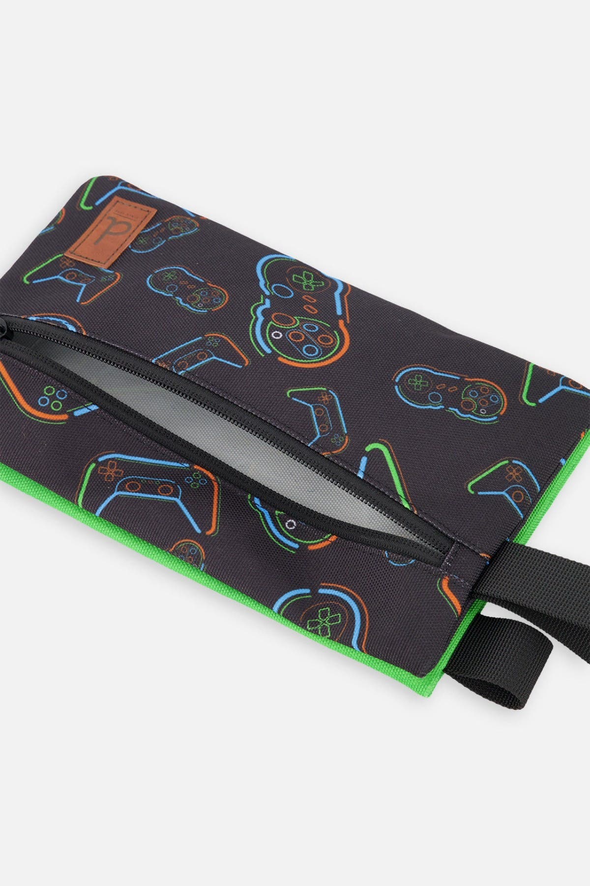 Deux par Deux Controller Adventure Double-Compartment Pencil Case, Alternate, color, Black Printed Controller