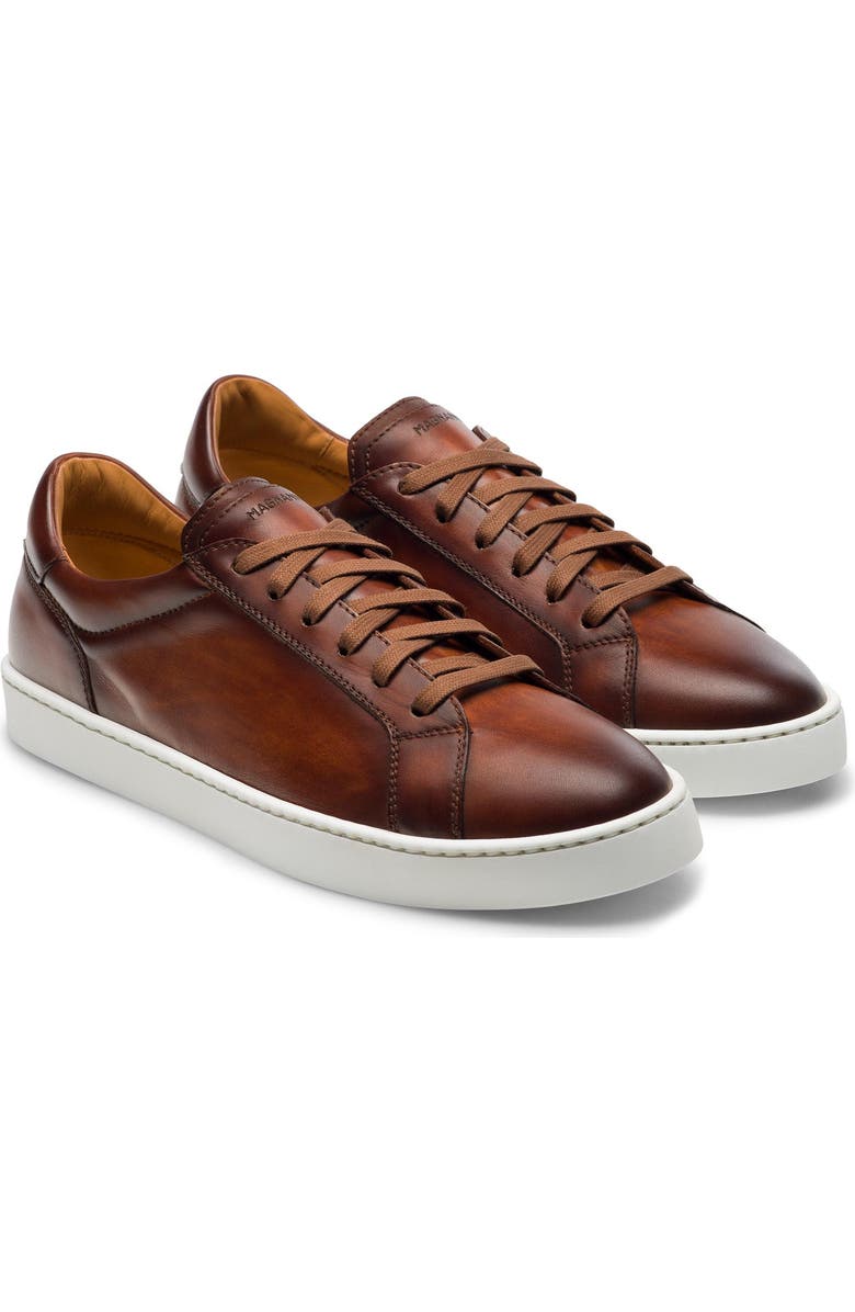 Magnanni Costa Leather Low Top Sneaker, Main, color, Cognac