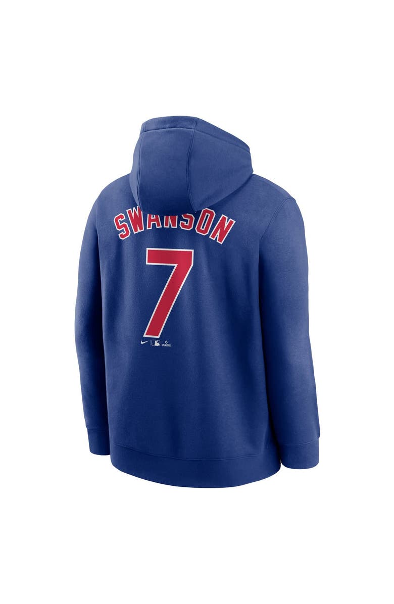 Nike Men's Nike Dansby Swanson Royal Chicago Cubs Player Name & Number Club Pullover Hoodie, Alternate, color, Royal