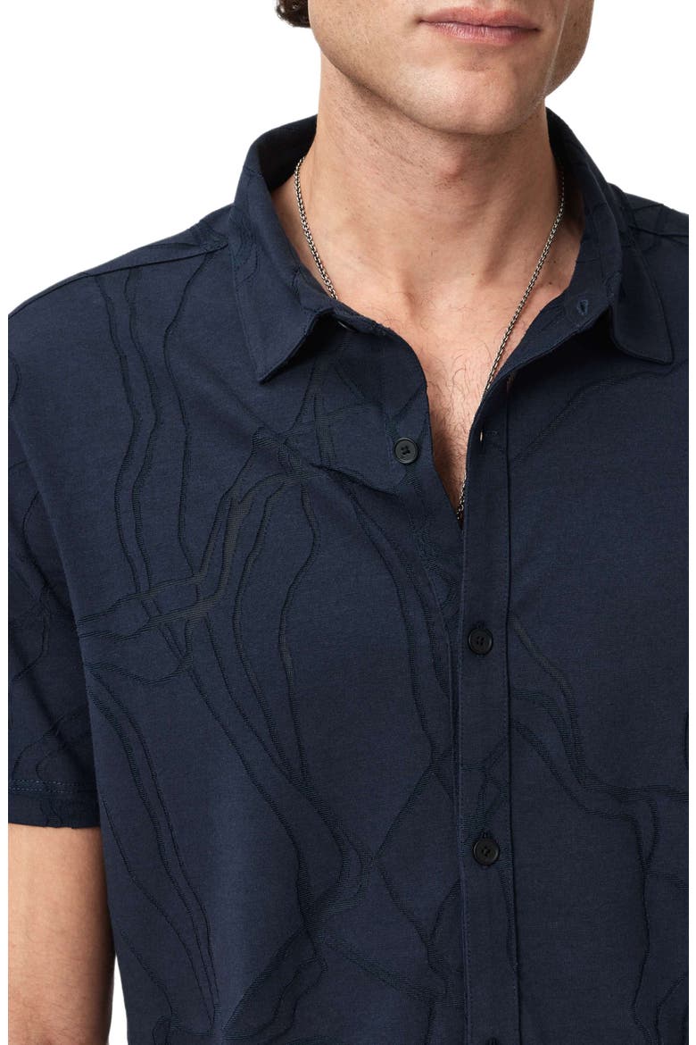 Elio Tangled Burnout Short Sleeve Button-Up Shirt, Alternate, color, NAVY