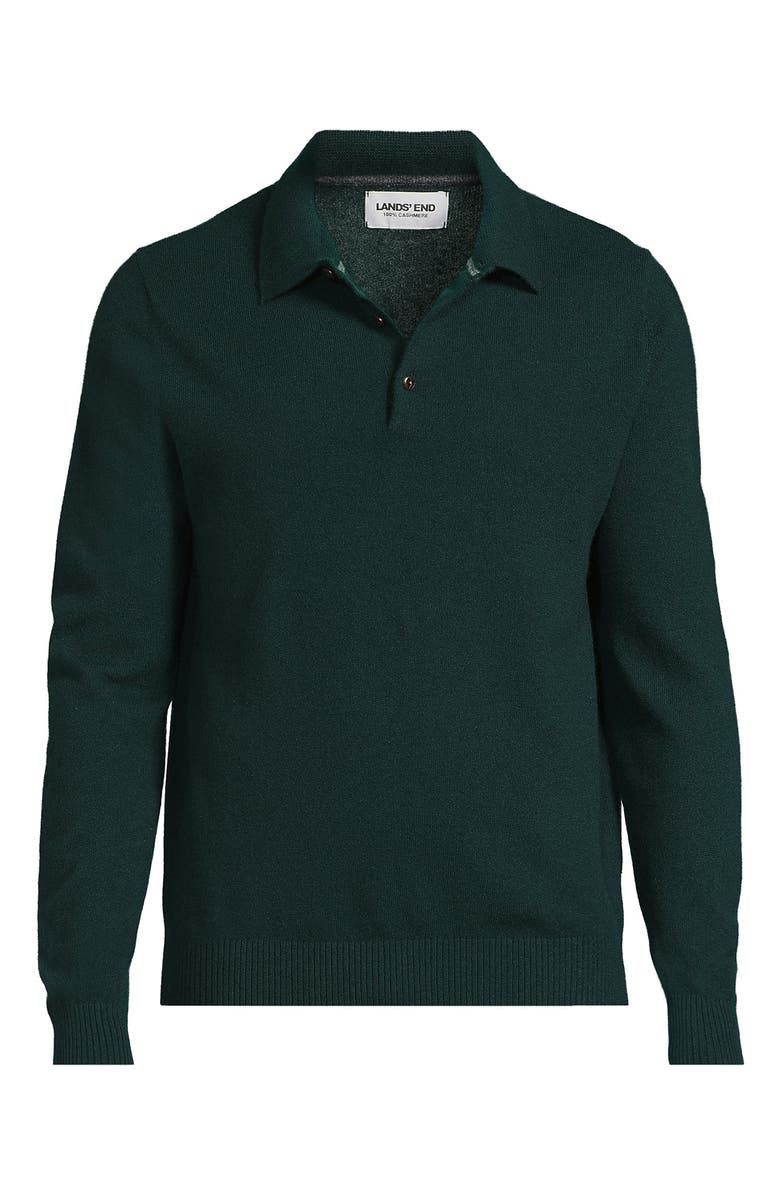 Lands' End Long Sleeve Cashmere Sweater Polo, Alternate, color, Deep Balsam