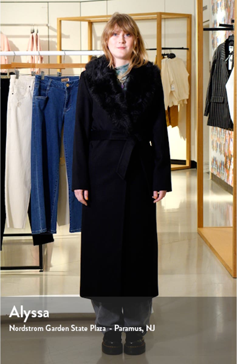 Wool & Cashmere Longline Coat with Genuine Shearling Trim, sales video thumbnail