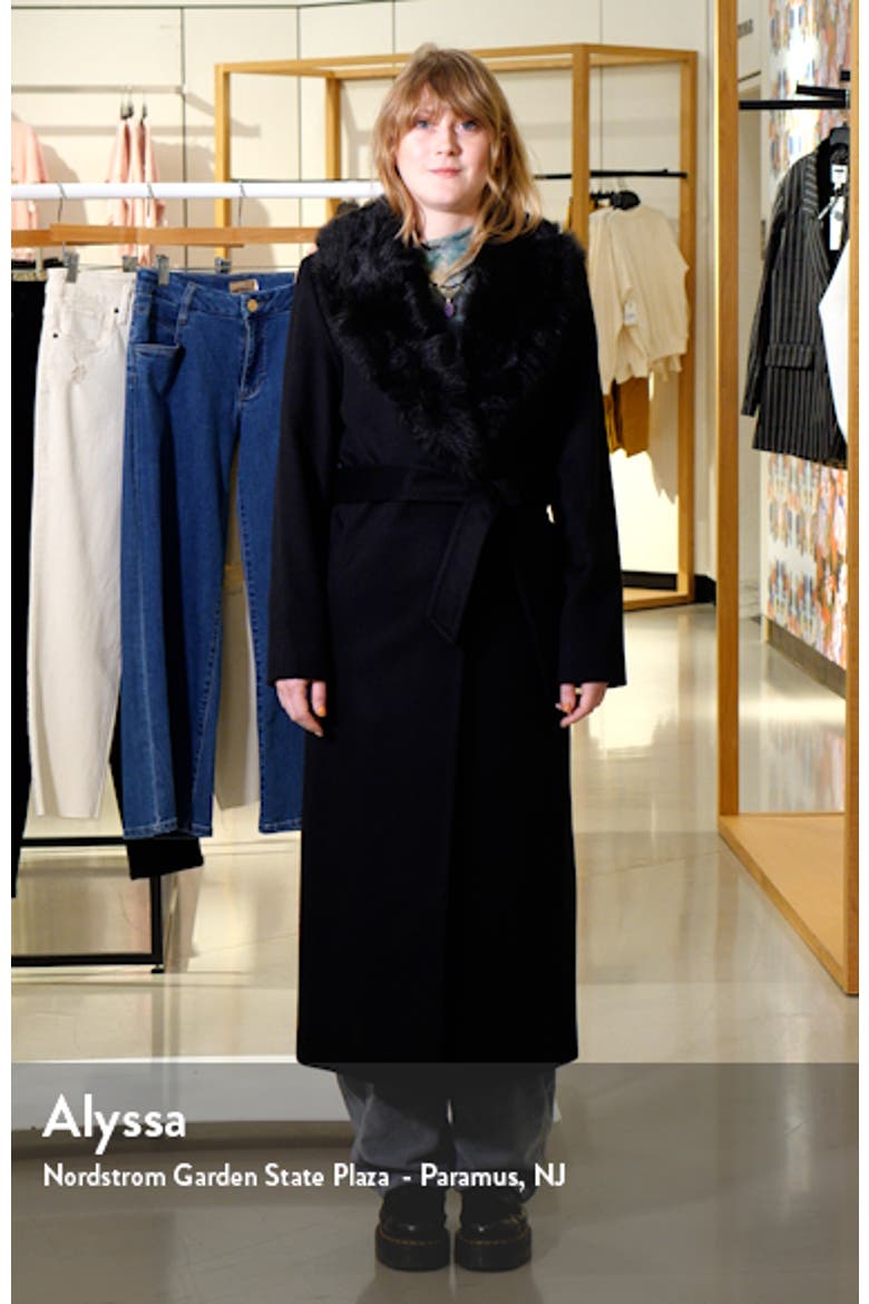 Wool & Cashmere Longline Coat with Genuine Shearling Trim video