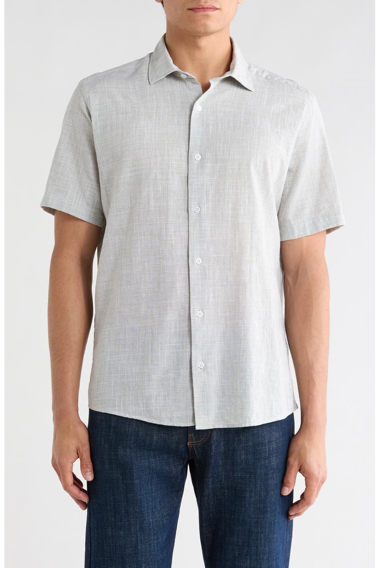 Lorenzo Short Sleeve Cotton Button-Up Shirt, Main, color, DOVER BLUE