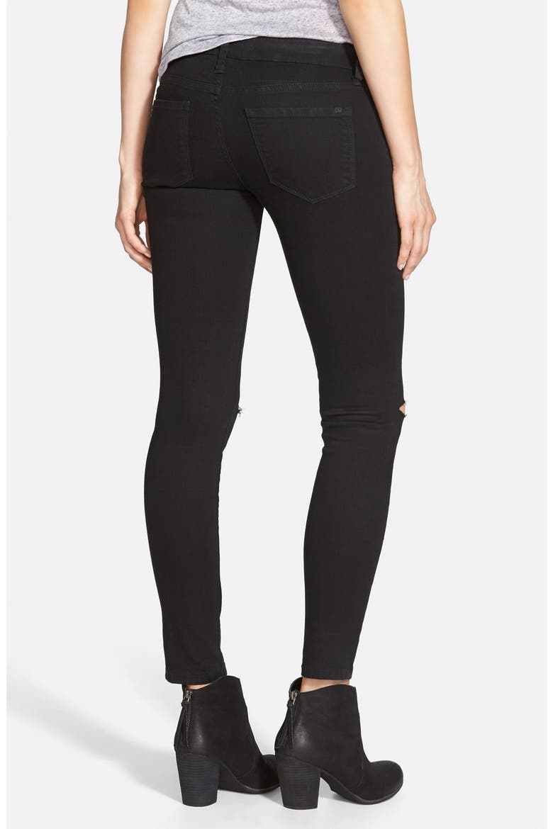 Ripped Knee Skinny Jeans, Alternate, color, BLACK