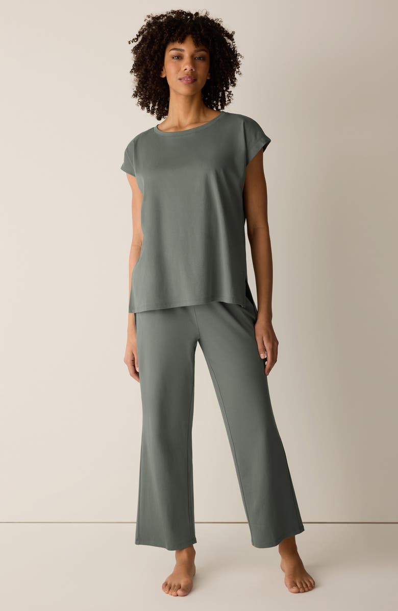 Eileen Fisher Pull-On Organic Cotton Ankle Pants, Alternate, color, Agave