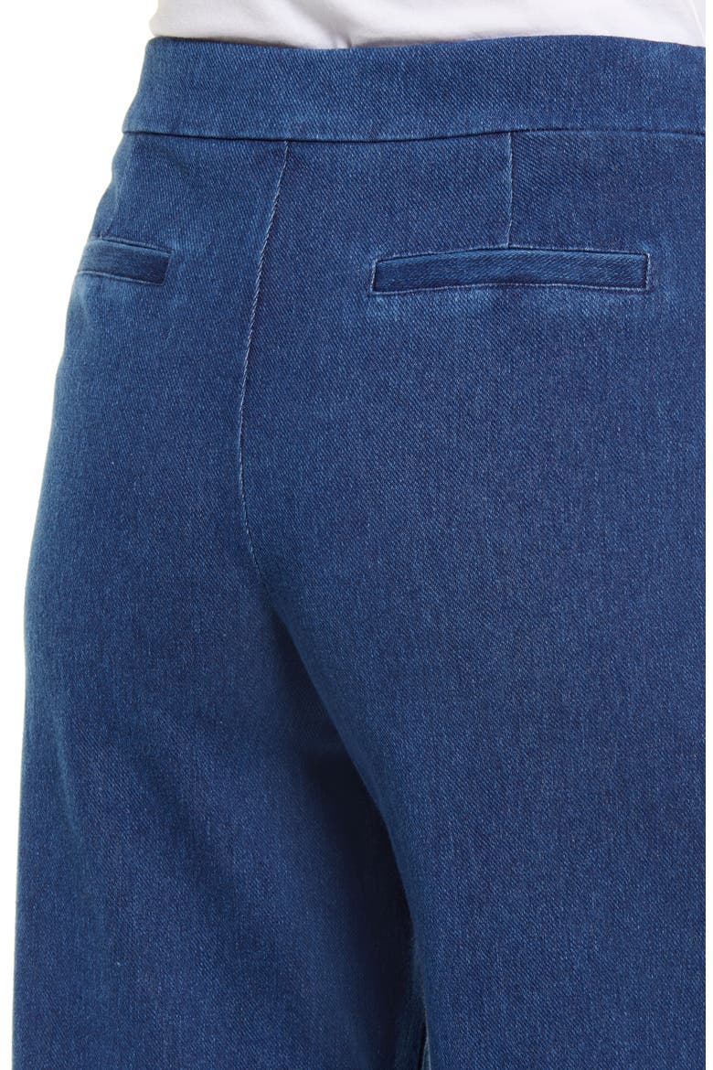 Lyssé Shiloh Palazzo Wide Leg Fringe Crop Denim Leggings, Alternate, color, MIDWASH