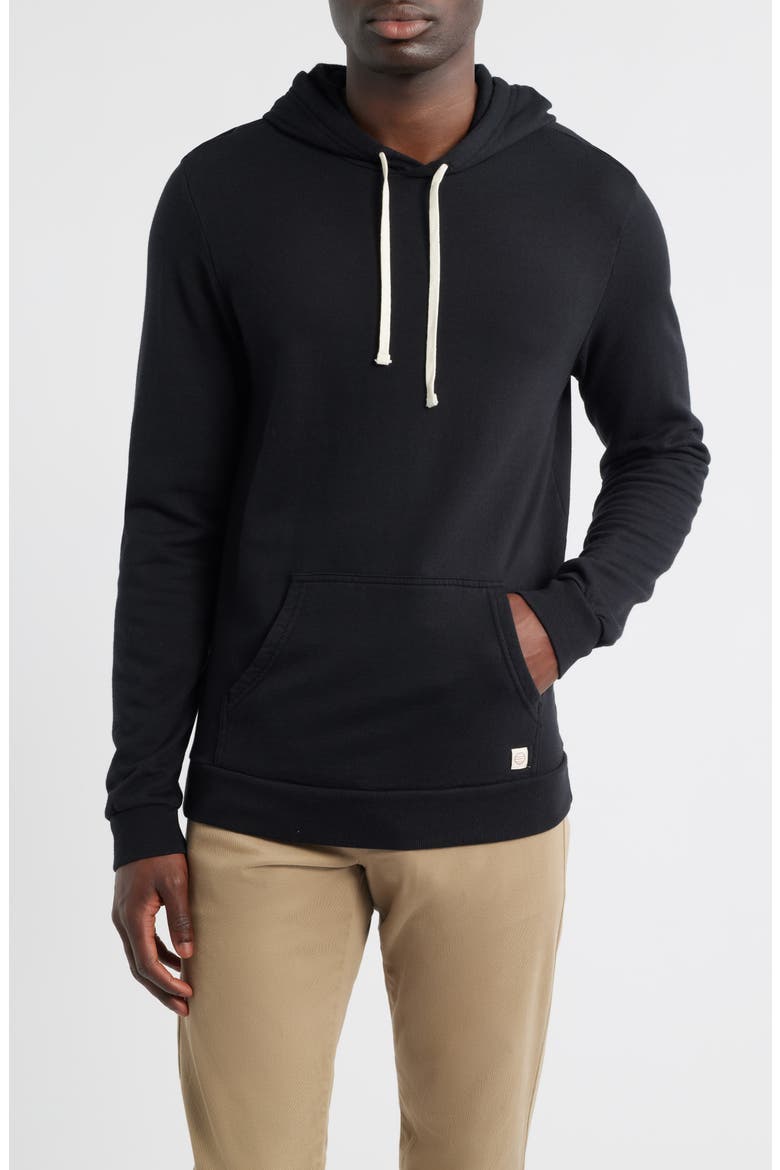 Cotton Blend French Terry Pullover Hoodie, Main, color, BLACK